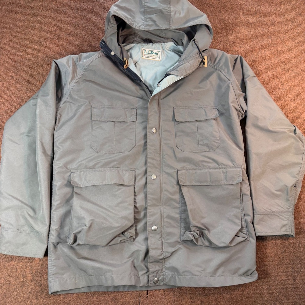 LL Bean Baxter State Parka Mens Hooded Utility Jacket Gray Vintage Style Large